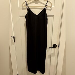 black slip dress